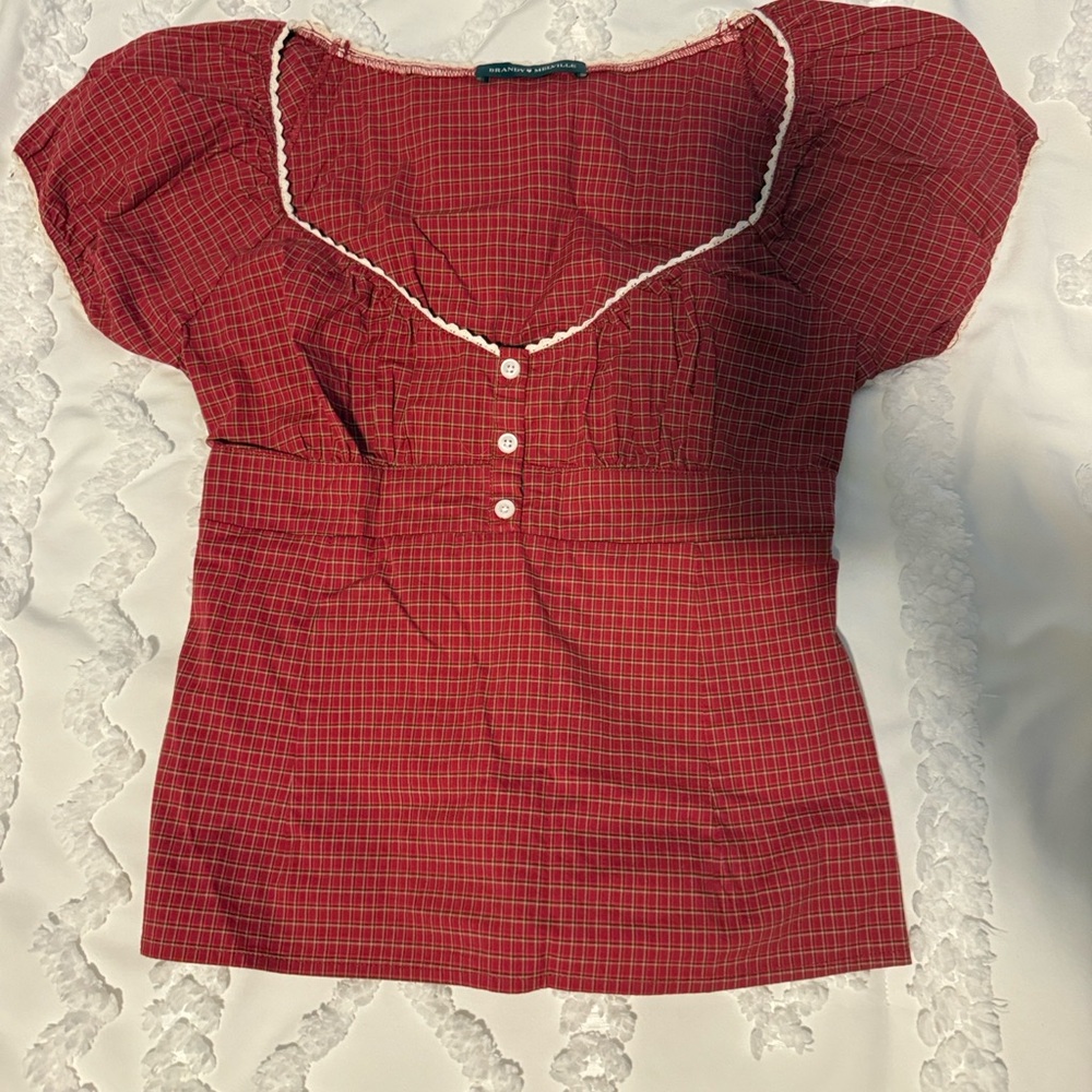 Brandy Melville Red Checkered Blouse